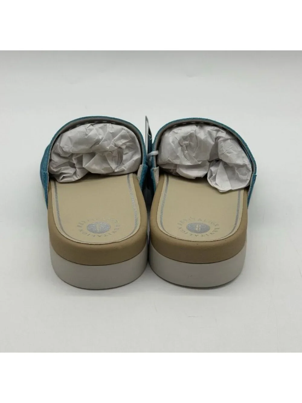 Revitalign Corpus Biscay Blue Suede Slides Orthotic Sandals Women's Size 9B NIB
